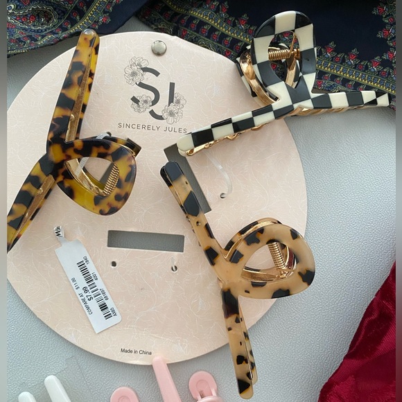 Hair accessories 3 Hair Clips hair styling clips 2 mini Scarfs polkadot paisley - Picture 2 of 10